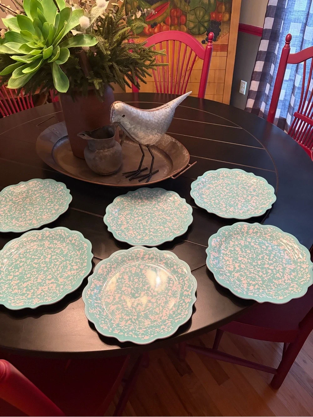 The Pioneer Woman Country Splatter Melamine Dinner Plates - Teal (6)